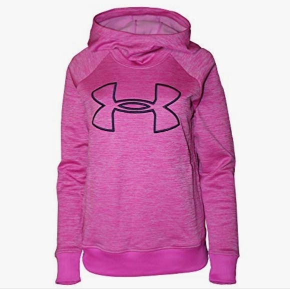Under Armour Cold Gear Mock Neck Relaxed Fit Hoodie in Dragon Fruit Pink Sz Med - Picture 1 of 8